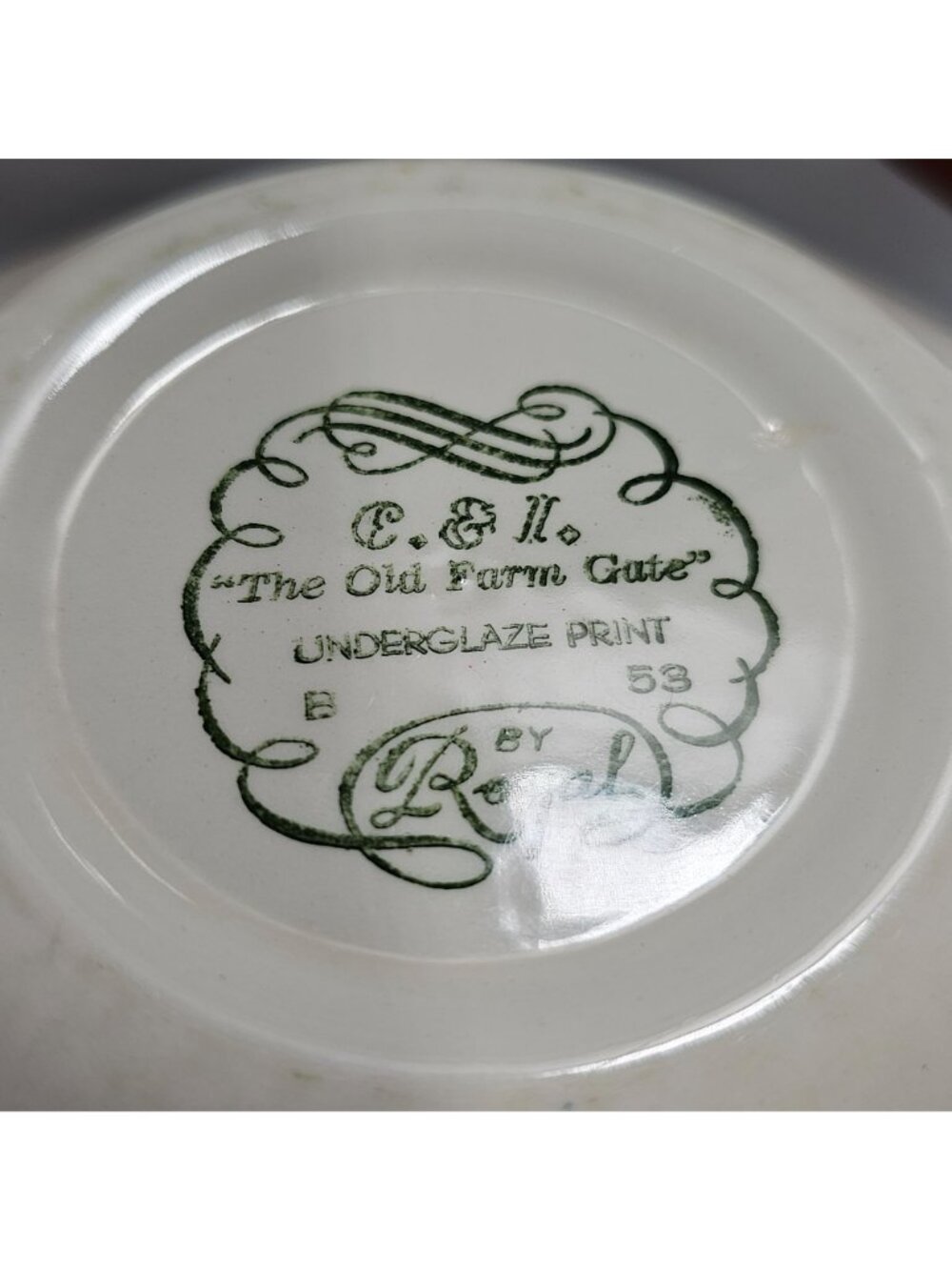 2 Currier Ives Dessert Bowl Old Farm Gate 5.5" Royal Pottery blue white made USA - Picture 6 of 7